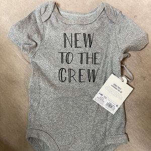 Grey “New to the Crew” onesie- 3-6 months